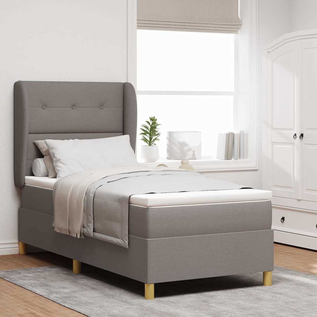 Box Spring Bed with Mattress and Adjustable Headboard Taupe 200 x 80 cm Fabric