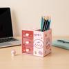 Cute Cartoon Pen Holder Organizer for Girls Students Desktop Multifunctional Storage Box with Compartments for Stationery