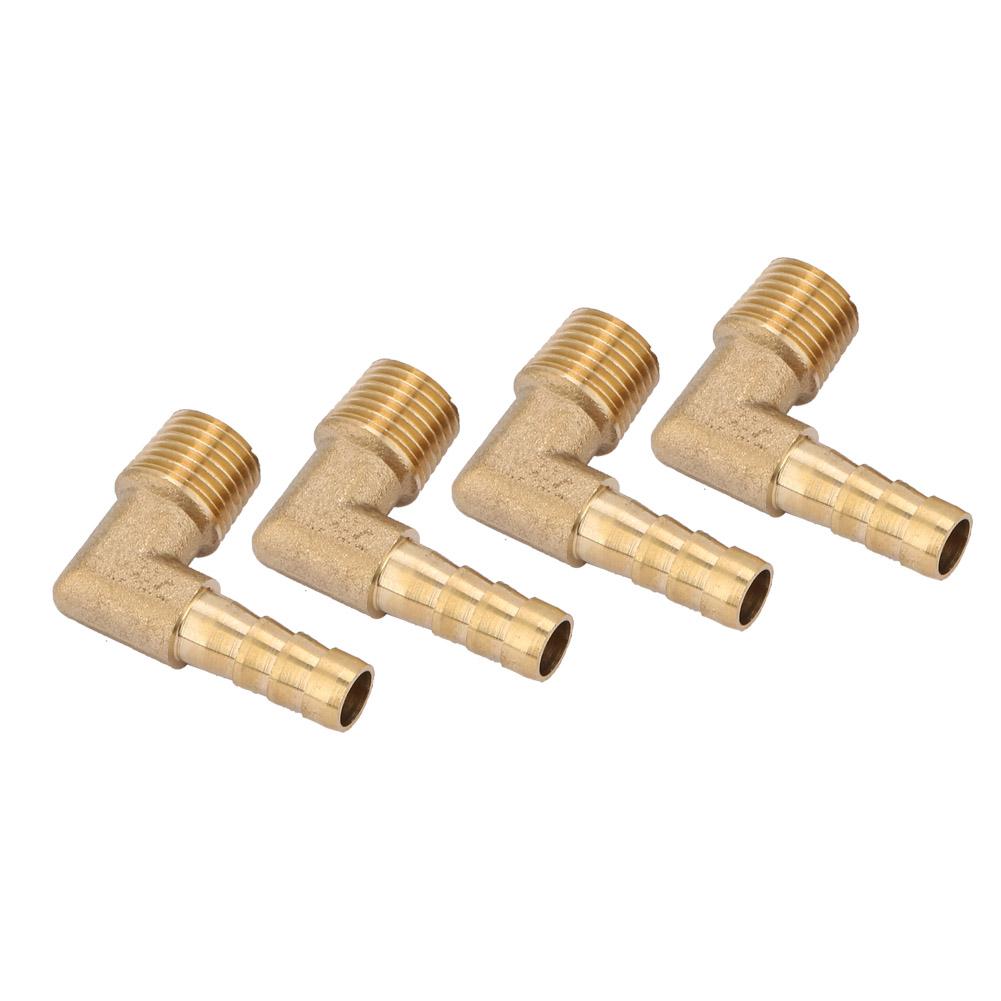 4Pcs Brass Male Thread Elbow Hose Tail Barb Connector Fitting G14" 8mm