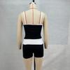 Women's Summer Suspenders Neckline Clashing Top Low Rise Shorts Set