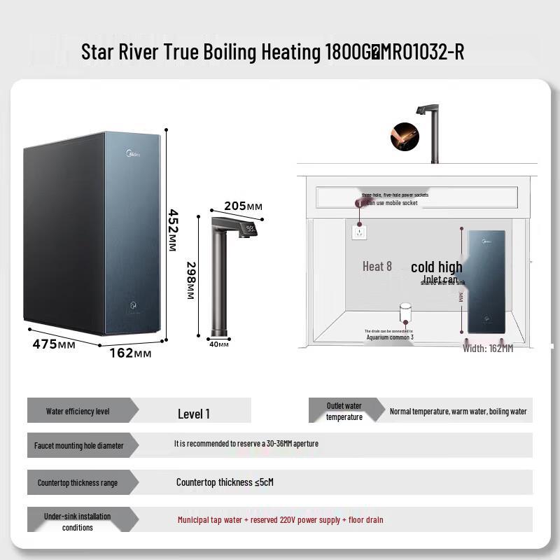 Midea Starlight True Boil Instant Hot RO Under-Sink Water Purifier