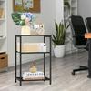 3-Tier Metal Narrow Rustic Brown Bedside Table for Small Spaces, Bedroom/Living Room, Durable Frame