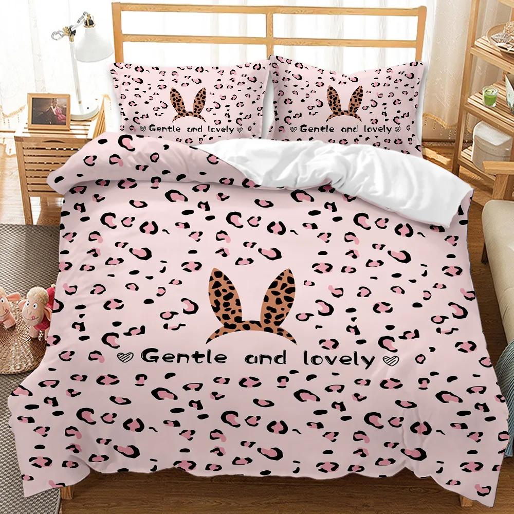 Cartoon Duvet Cover Kawaii Room Soft Reversible Comforter Cover Cute Cartoon Animal Kitten Lovely Romantic Polyester Qulit Cover