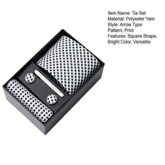 6Pcs/Set Tie Pocket Square Cufflinks Set Gift Box Masculine Charm Faux Silk Fabric Bright Colors Business Tie Men Accessories Gift Set