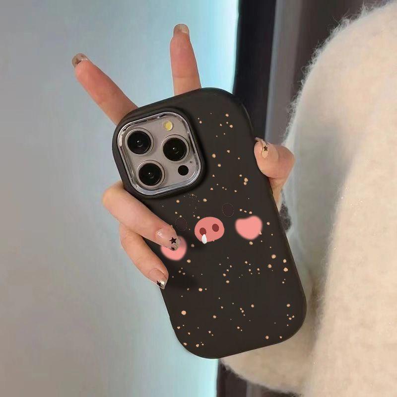 Cute Little Pig Phone Case Suitable for iPhone 16, 15, 14, 13, 12, 11 Pro/Max/Plus Shockproof Back Cover, Anti Fingerprint