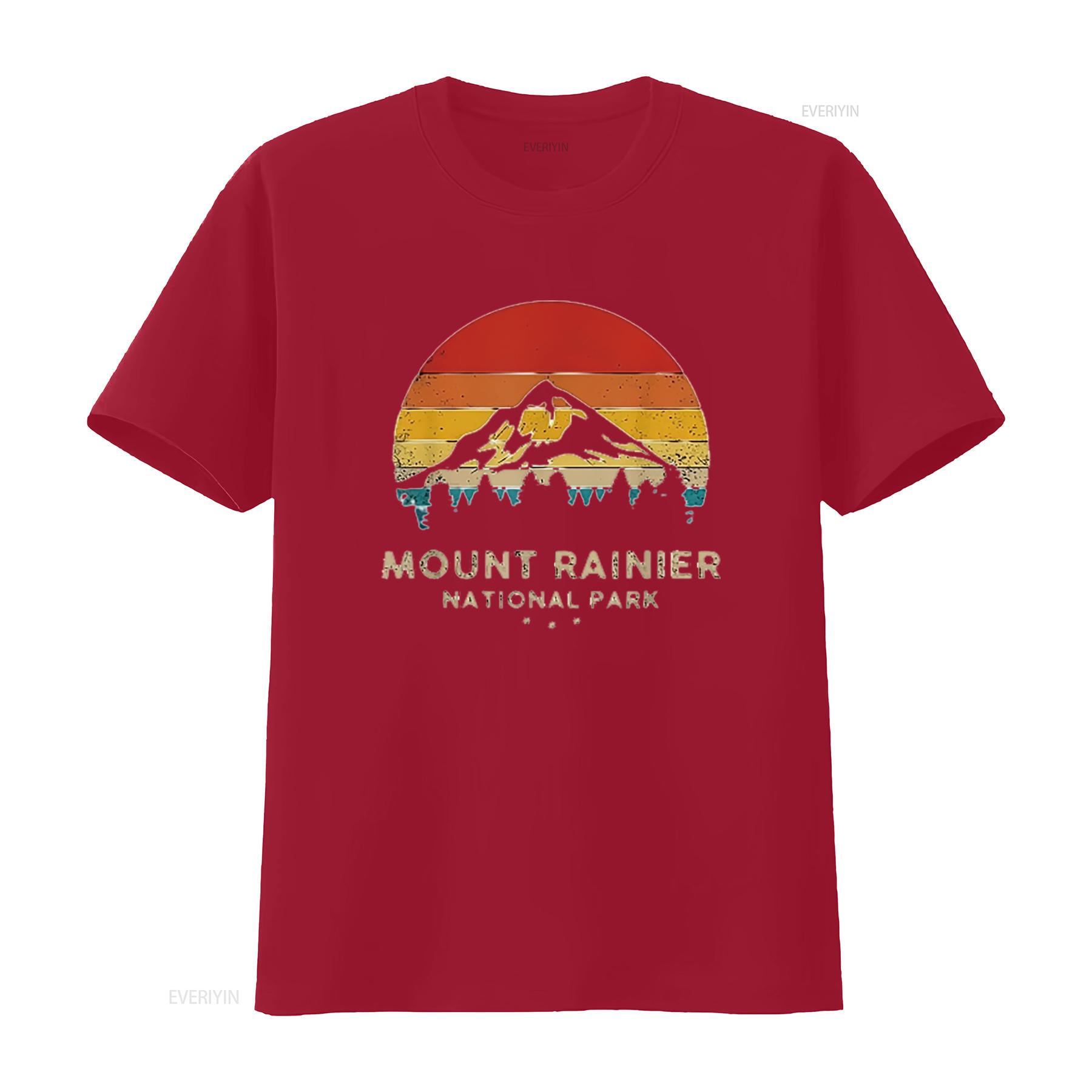 Mens Mount Rainier National Park Retro Souvenir T Shirt White vintage Washed Breathable fashion designer clothes Comfortable S