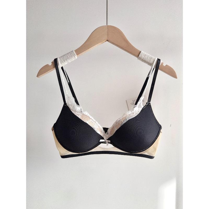 

Girl Summer Sexy Sweet Lace Breathable Small Chest Gather Show Big Prevent Droop Pull Up To Support Underwear 32/70AB чёрный