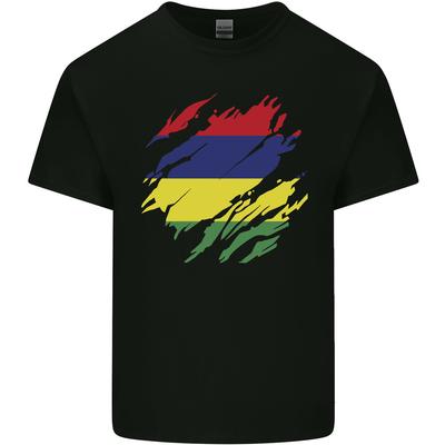 Drapeau de Maurice déchiré Jour de Maurice Football Hommes T-shirt Léger en Coton T-shirt Unisexe