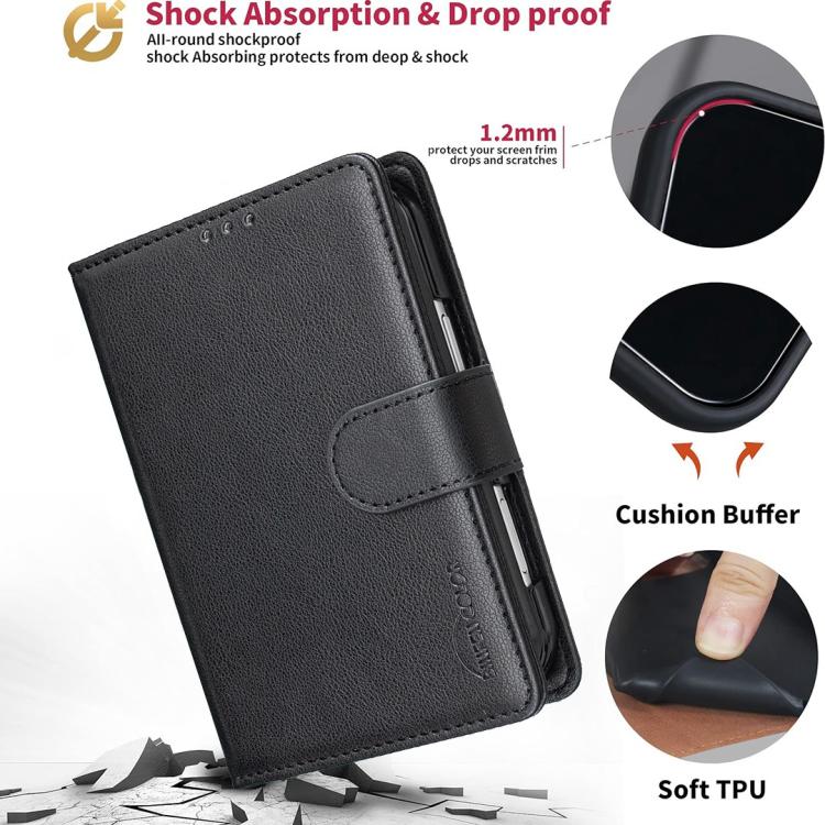 Litchi Texture RFID Anti-Theft PU Leather Wallet Phone Case For iPhone Duo
