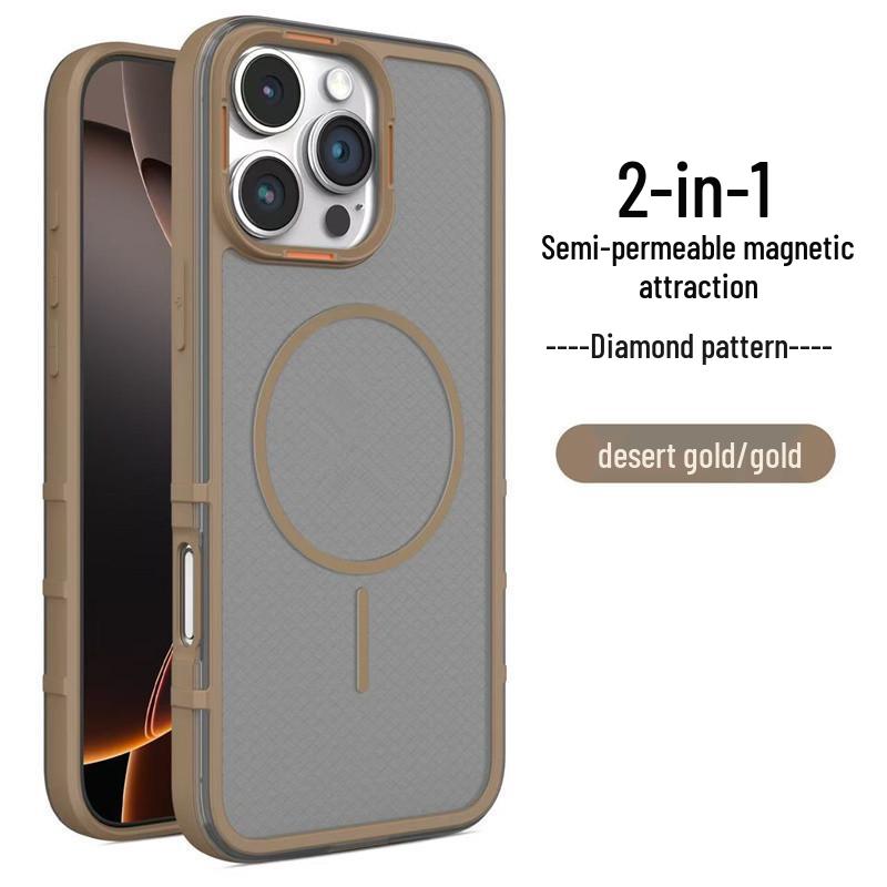 

Magnetic Plaid Thin Ring iPhone 17 Case for Apple 15/14/13/12 - Frosted and Semi-transparent iPhone 17 Air