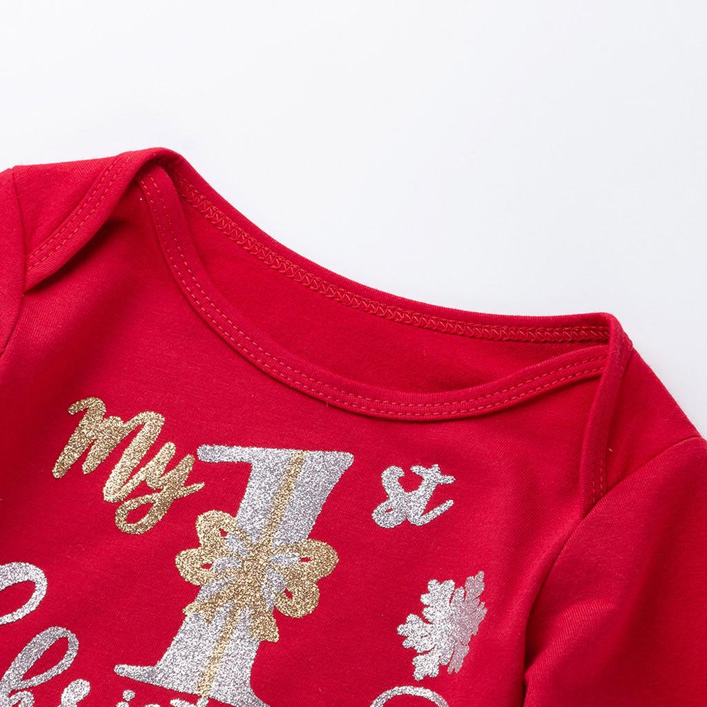 Toddler Baby Kids Girls Christmas Day Romper Tops  Dress Hairband Set