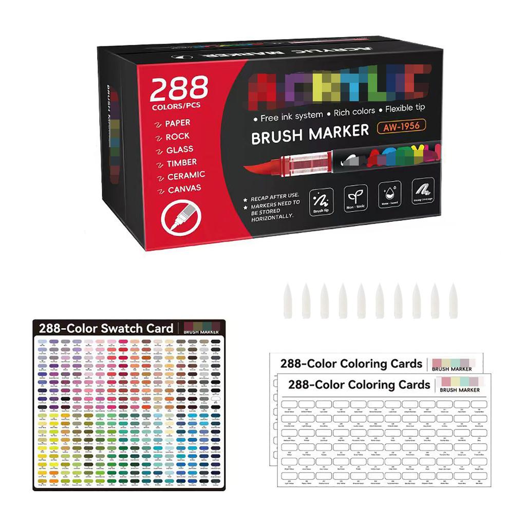 Acrylmalstift-Set mit Nylon-Pinselspitze Schnelltrocknende Tinte für Glas, Holz, Keramik, Leinwand, Stoff, Kunststoff, Metall