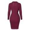 Women Solid Turn Down Neck Long Sleeve Casaul Work Formal Dress