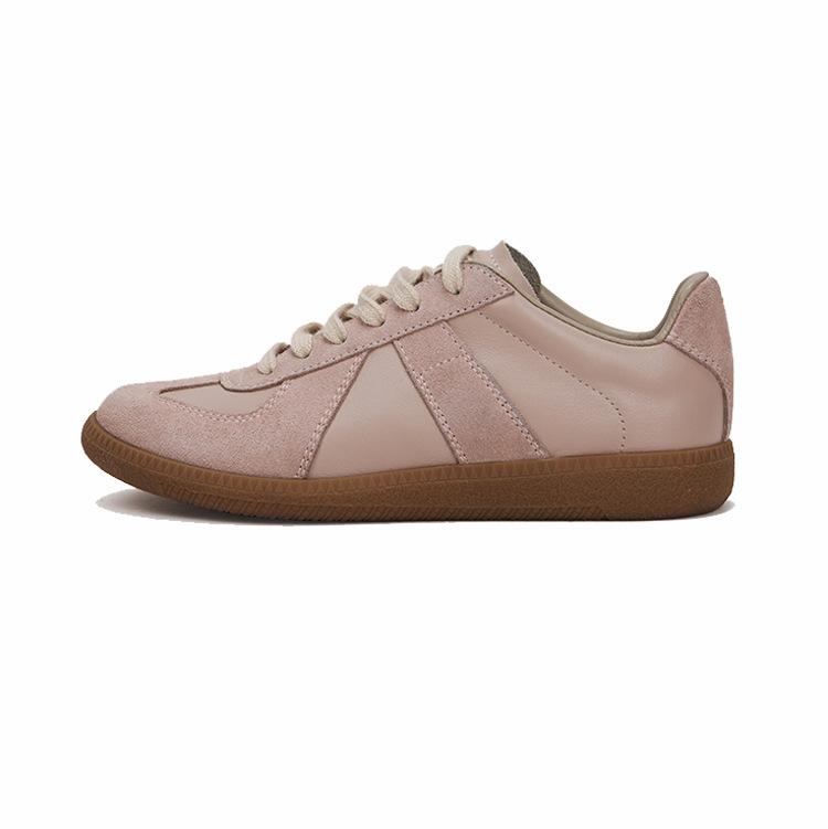 Leather Retro German Training Shoes Women's Classic Little White Shoes Spring and Autumn New Versatile Lace-up Flat Baseplate Shoes Sports and Leisure