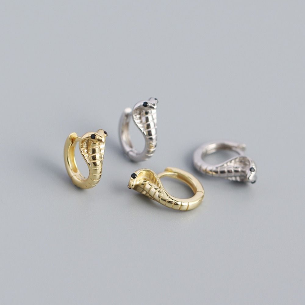 Snake-shaped Green Eye Snake Earrings Niche Design Men's Ear Hoops Fashion Ear Buckle  Daily Wear