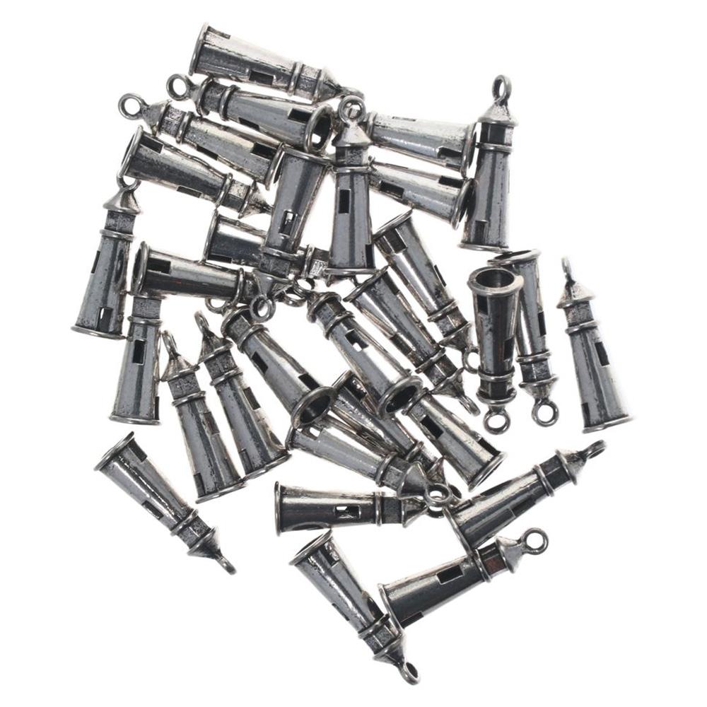 

100 шт., серебристые подвески с маяком, 25x8 мм, подвески в виде сторожевой башни для изготовления ювелирных изделий