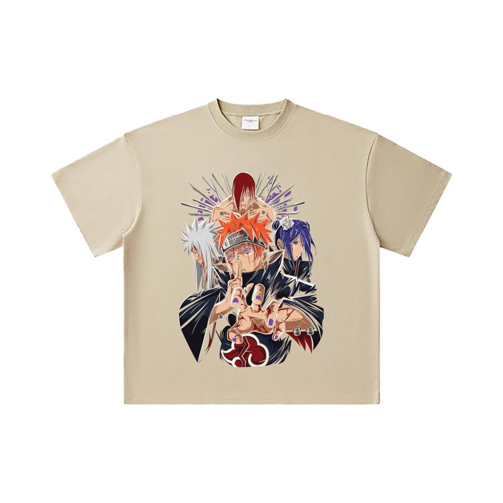 260 GSM Double Yarn 32 Count 100% Cotton Naruto V10 Pain Print Unisex Heavy Cotton T Shirt