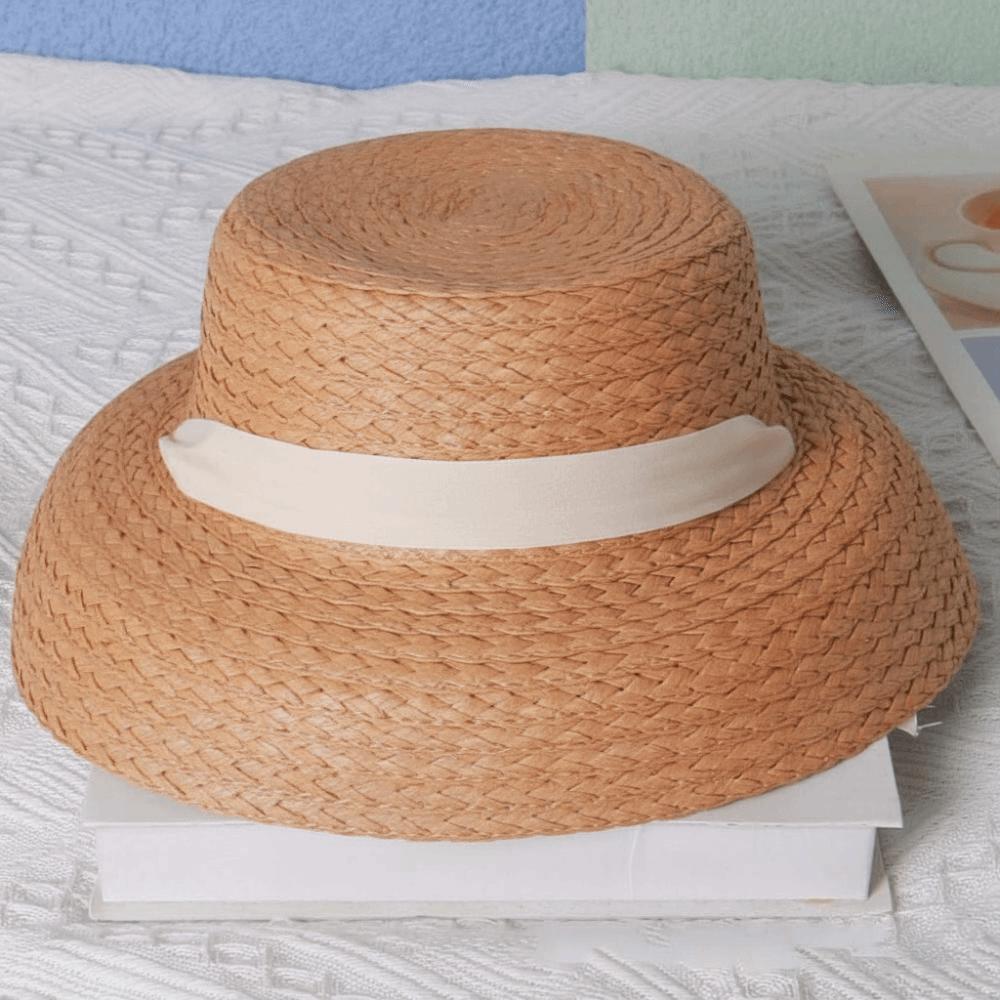 Rounded Toddler Beach Hat Large Brim Sunshade Straw Cap Sunscreen Hat Children Straw Hat Outdoor