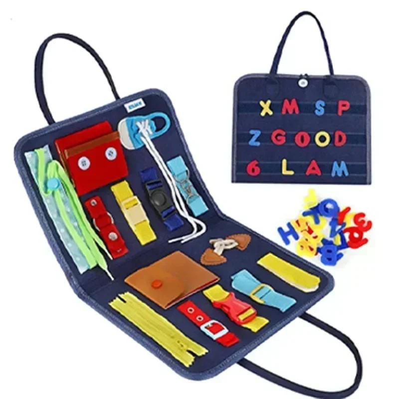Kids Montessori Suitcase Toys Educational Learning Buckle Training Essential Baby Busy Board Sensory Intelligence Developing