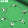 925 Sterling Silver Four-Leaf Clover Side Chain Exquisite Bracelet Gift Jewelry