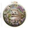 1pc Hedgehog and Flower Pattern Embroidery DIY Fabric Craft Kit with Tools