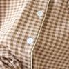 De Velvet Couple's Autumn/Winter Pajama Set: Women's Simple Check Long Sleeve & Men's Loose Casual Home Wear, Also Suitable for Spring Outdoor Wear