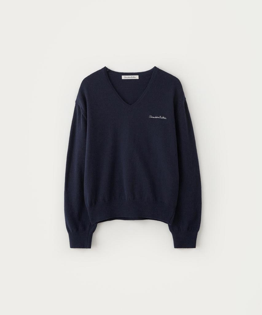 Sseomweeobeoteo Roe V-Neck Knit - Navy