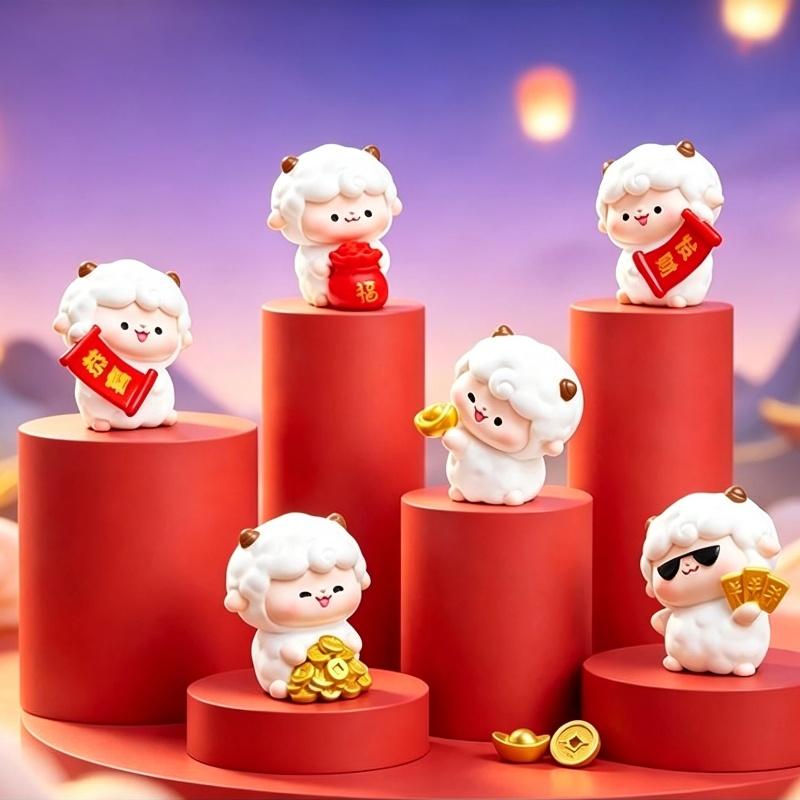 Cute Resin Sheep Ornament Set Adorable Lucky Design Festive Details For Year Of The Sheep Home Desktop Decoration Holiday Gift