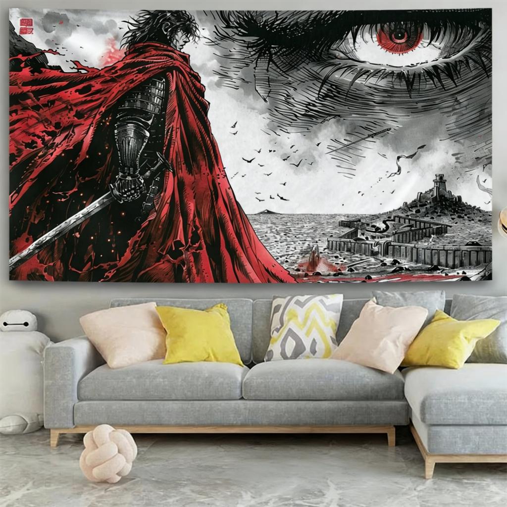 New Berserk Anime Tapestry Wall Hanging Manga Art Wall Decor For Bedroom Dorm Living Room Home Decoration