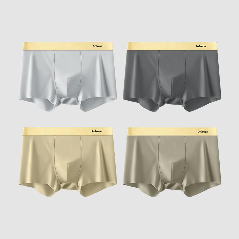 MiiOW 3pcs Ice Silk Men's Panties 7A Conductive Antibacterial Men Underwear Summer Sexy Seamless Boxer Shorts L-4XL