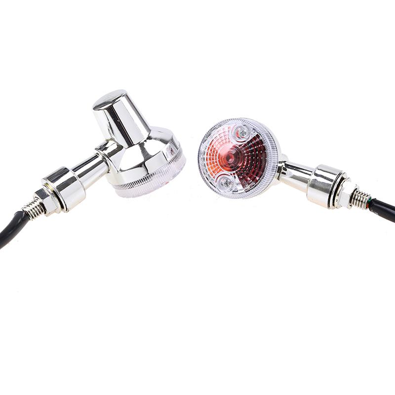 2pcs 12V Universal Chrome Mini Turn Signal Indicator Lights for Honda Kawasaki Cruiser Custom Motorcycle Retro Bullet Amber Blinker Lamp