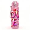1PC Love Heart Valentine Lettering 750ml Color Plastic Sports Water Bottle Leakproof Flip Straw Lid Suitable for Sports Office Home Use