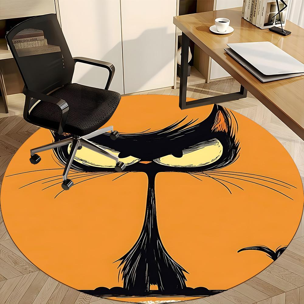 1pc Cat Whiskers Office Round Area Rug, Indoor Mat Suitable ForOffice, Under Office Chairs Bedroom Living Room Home Decor, Room Deco u36