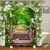3D European Rural Town Flowers Landscape Printing Bathroom Waterproof Shower Curtain Polyester Curtain Home Decoration Curtain