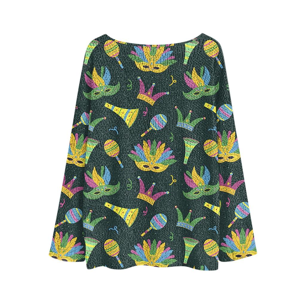 Damenmode Rundhals Langarm Print Lässiger Pullover Sweater Top