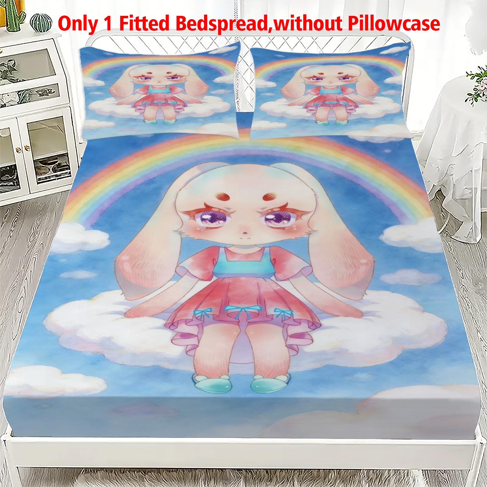 

3pcs Fitted Sheet Set Soft Fluff Town Lulu-Sleepy Bunny Breathable Fitted Sheet Set for Home Decor with 2 Pillowcases For Kids 99x190x25cm