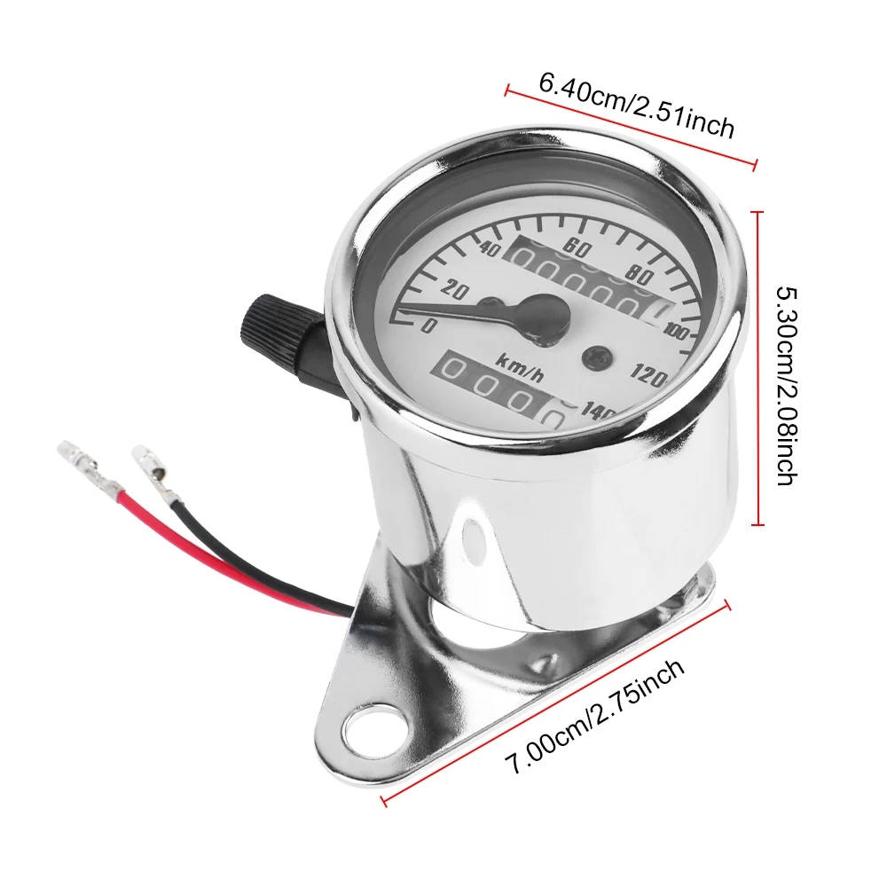 Universal Motorcycle Mechanical Dual Odometer Speedometer Gauge Speed Line Interface Metal Chrome for Harley Bobber Chopper Cafe