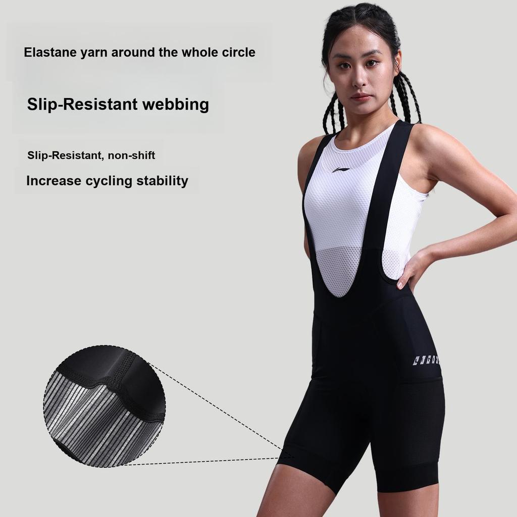 Li Ning Suspenders Five-Point Anti-Bacterial Breathable Shock Absorbing Pocket Cycling Pants Women Pants LCUK108