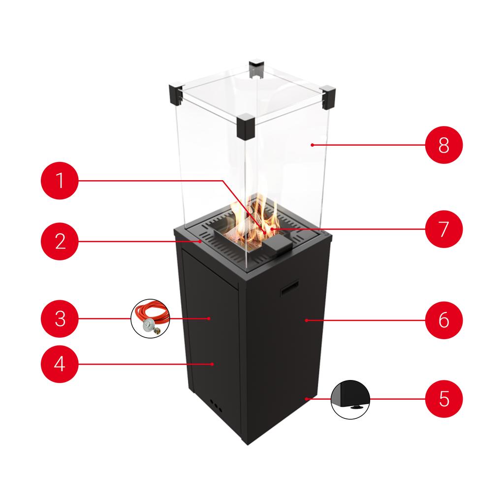 Patio Gas Heater Patio Slim Steel Black Manual 8,2 kW