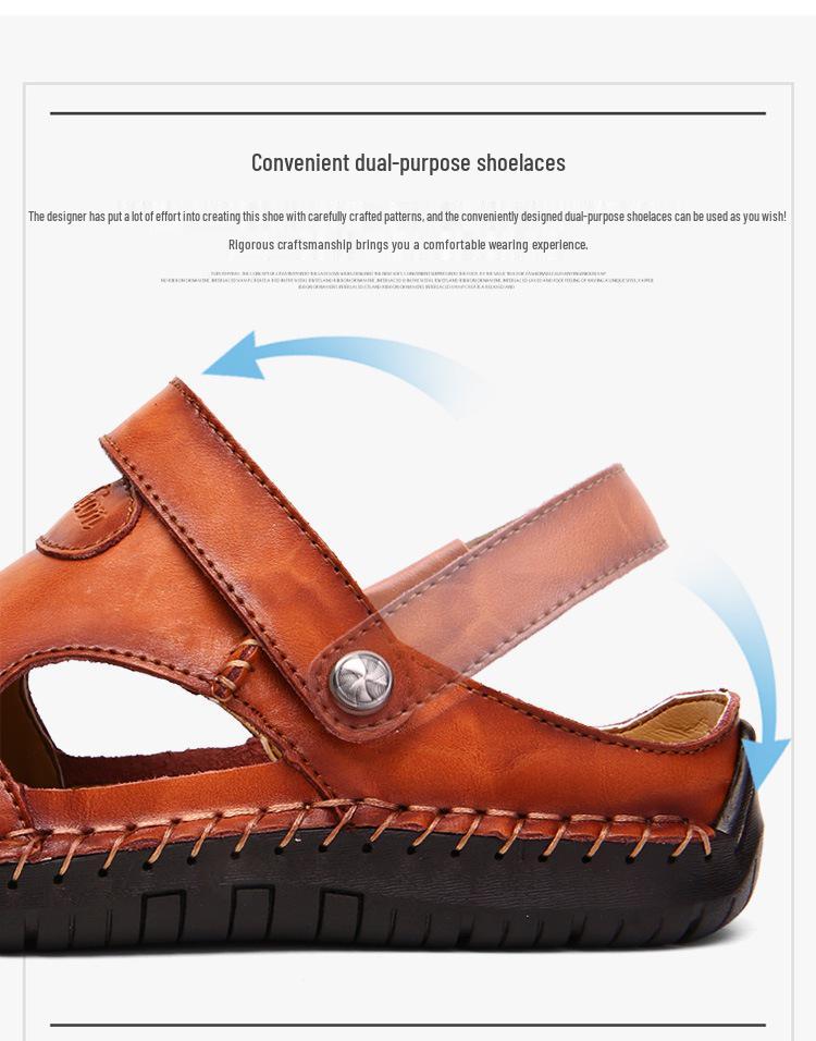 2025 Summer Plus Size Men's Closed-Toe Sandals & Casual Beach Shoes