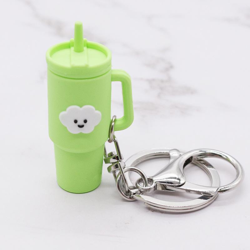 Popular Soft Rubber Stanley Cup Pendant Keychain - Creative Milk Tea Cup Keyring Available