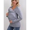 European and American Pure Cotton Thickened Kangaroo Father Kangaroo Mother Multi-functional T-shirt Long Sleeve
