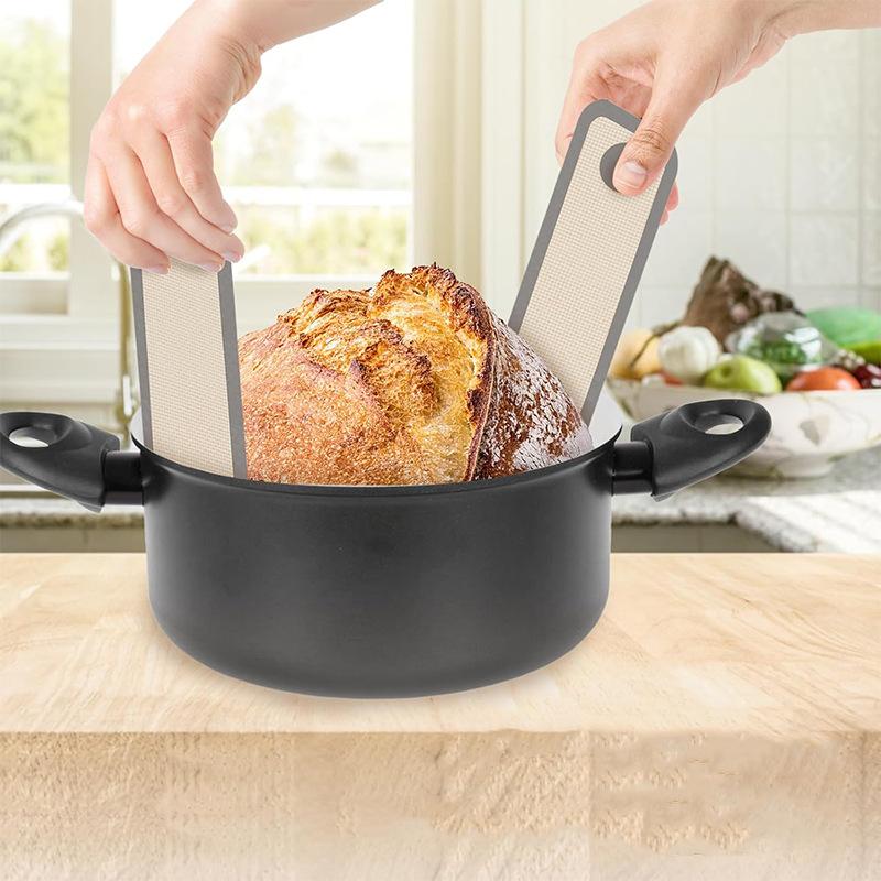Telo in Silicone Riutilizzabile per Cottura in Forno con Dutch Oven Tappetino Lunghe Maniglie Rivestimenti Antiaderenti per Impasto Trasferibile Accessori per Pasticceria