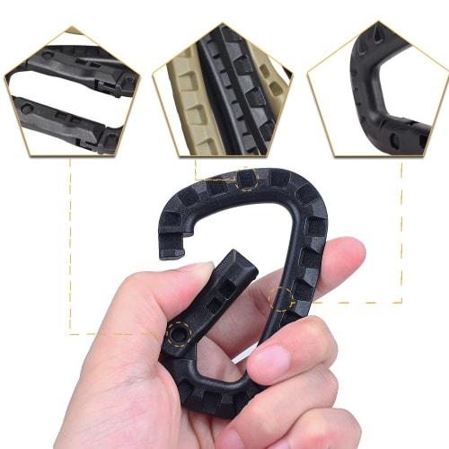 MOLLE EDC D-Ring Tactical Links, High Strength, Plascheck (Black, 10-Pack)