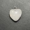 2 Stück, Energie Naturstein Anhänger mit silberfarbenem Rand, Spirituelle Heilung Kristall Herz Edelstein Charms für Schmuckherstellung DIY Basteln 15mm