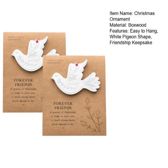 Friendship Christmas Ornament Wooden White Pigeon with Envelope Handcrafted Friendship Pigeon Decoration Gift