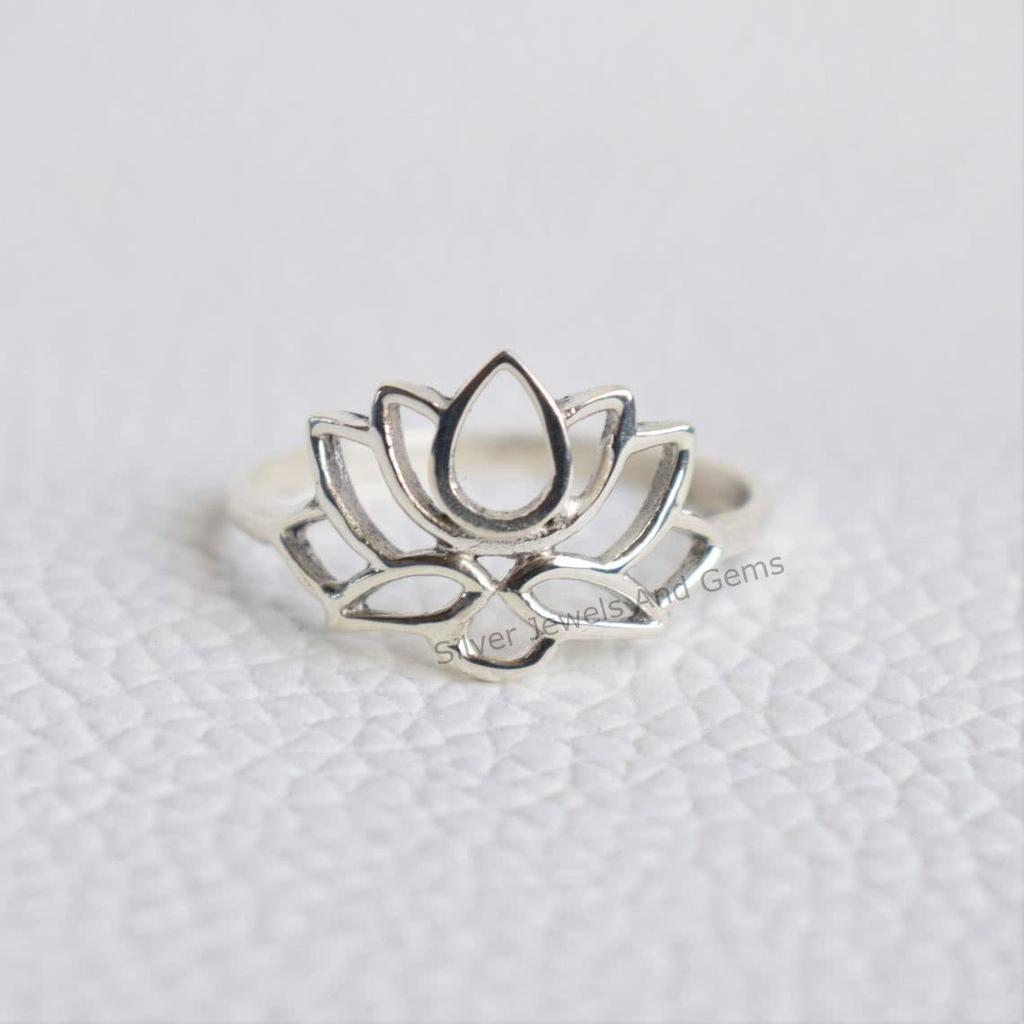 Sterling Silver Lotus Ring, Handmade 925 Sterling Silver Ring, Silver Lotus Ring, Gift for Her, Designer Ring, Promise Ring
