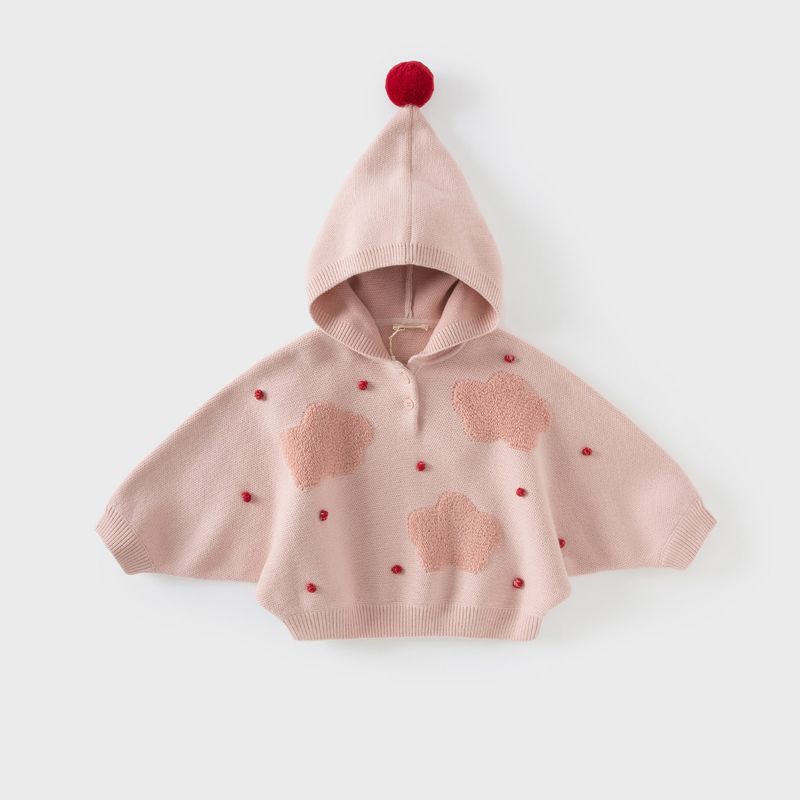Same Style with Mall Hooded Outwear Baby Girl Tops Cloak Gray Pink [Ready in Stock] 120