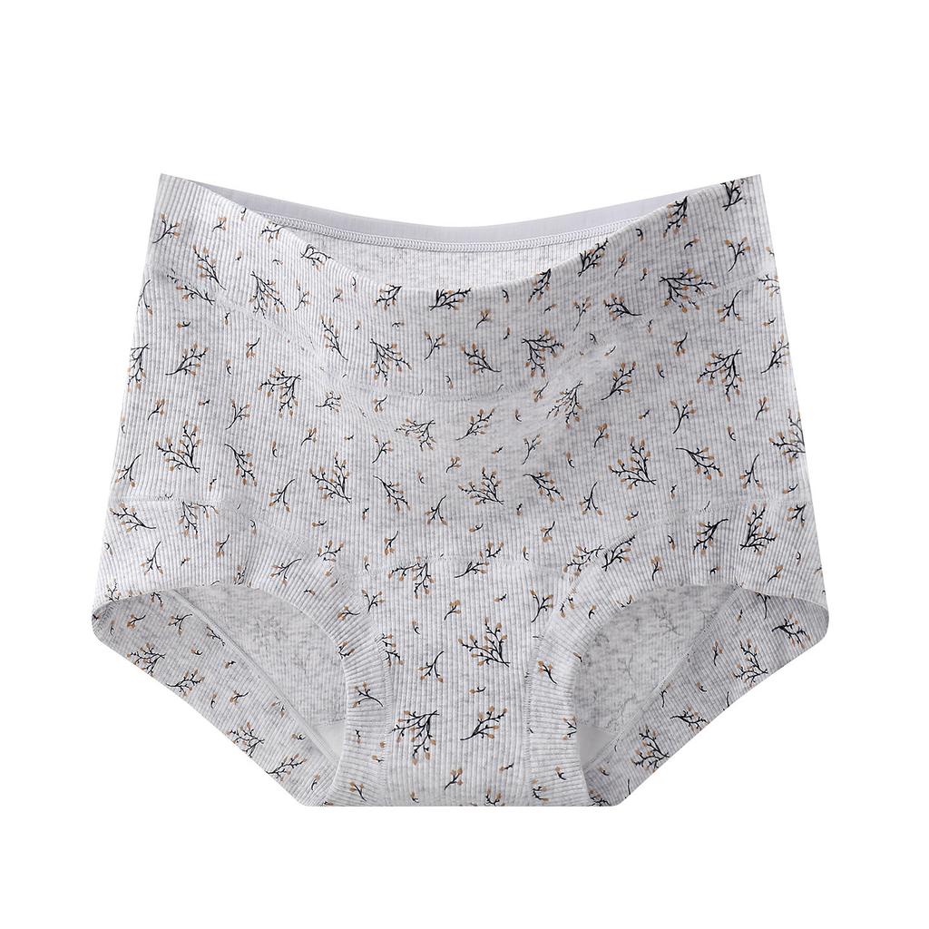 Damen Frühling und Herbst Retro Floral Antibakteriell Verlängert Reine Baumwolle Zwickel Überzug Hüfte Flacher Winkel Slips