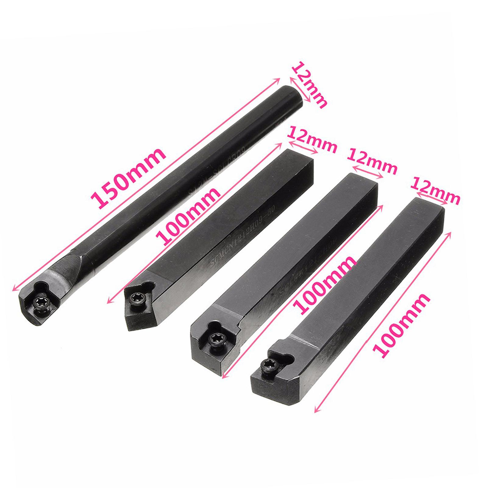 

S12MSCLCR09+SCLCR1212H09+SCLCL1212H09+SCMCN1212H09 4 PCS 12MM Shank Lathe Turning Tool Holder Boring Bar + 10PCS